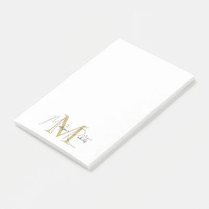 Modern monogram script name logo white Post-it Notes