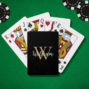 Modern Monogram Script Name Poker Cards