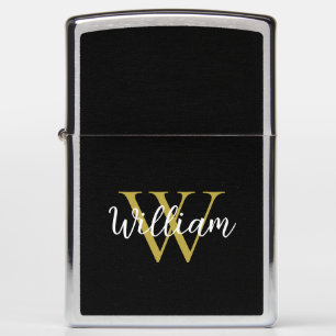 Modern Monogram Script Name Zippo Lighter