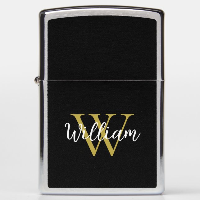Modern Monogram Script Name Zippo Lighter (Front)