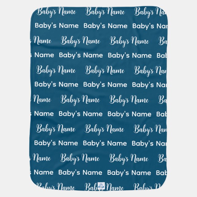Modern Monogram Script Repeat Name Pattern Infant Baby Blanket (Back)
