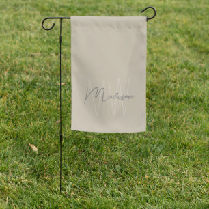 Modern Monogram Script Typography Garden Flag