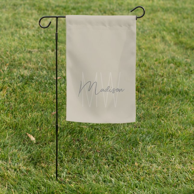 Modern Monogram Script Typography Garden Flag (In SItu)