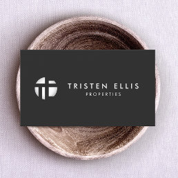 Modern Monogram  Silver Black Professional Business Card