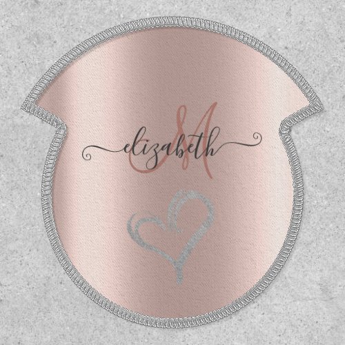 Modern Monogram Silver Heart Patch