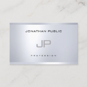 Modern Monogram Silver Look Elegant Simple Plain Business Card