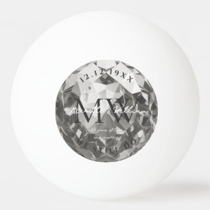 Modern Monogram Silver Wedding 25th Anniversary Ping Pong Ball