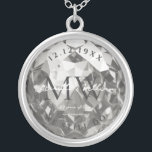 Modern Monogram Silver Wedding 25th Anniversary  Plated Necklace<br><div class="desc">Celebrate your 25th wedding anniversary in style with our exquisite premium necklace. Crafted with a silver gemstone, it radiates elegance and sophistication. Personalize it with custom monogram initials, a heartfelt "we still do" inscription, your special date, and your names. This is a symbol of your enduring love and commitment, a...</div>