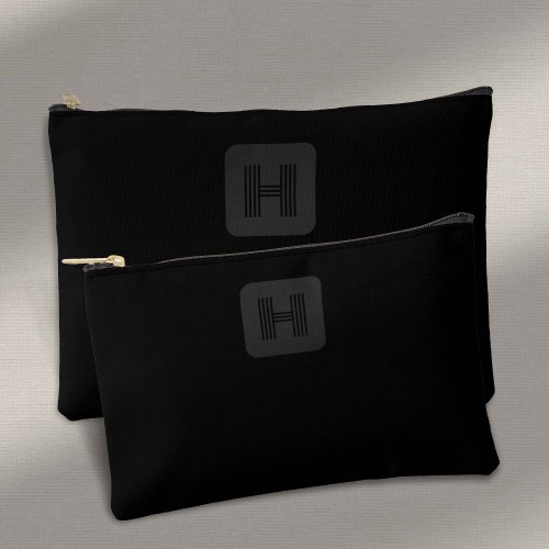 Modern Monogram Simple Black mens  Accessory Pouch