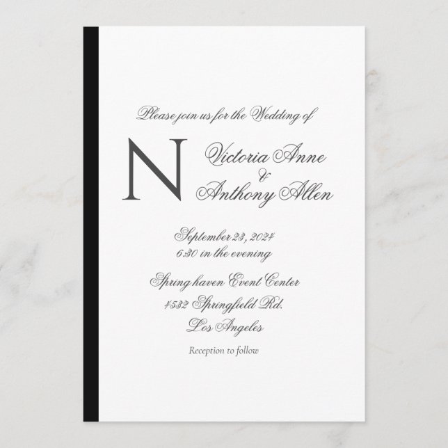 Modern Monogram Simple Budget Wedding Invitation (Front)