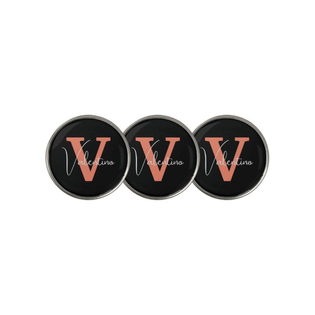 Modern monogram simple classic golf ball marker (3 Up)