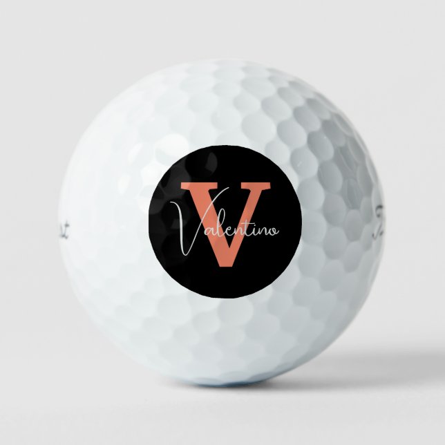 Modern monogram simple classic golf balls (Front)