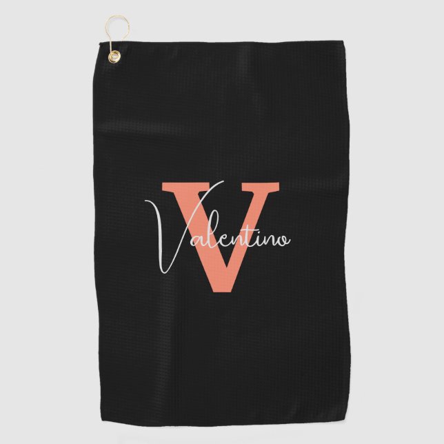 Modern monogram simple classic golf towel (Front)