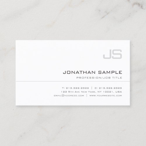 Modern Monogram Simple Professional Chic Plain Business Card