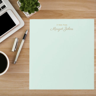 Modern Monogram Simple Stylish Mint Green & Gold Notepad