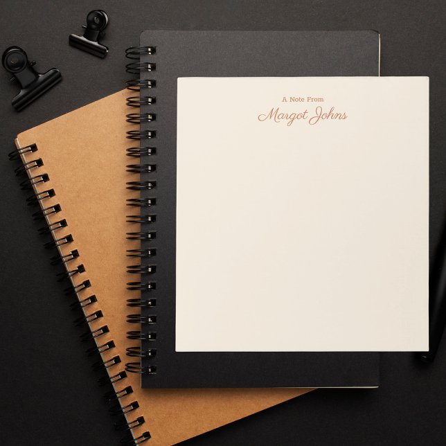 Modern Monogram Simple Stylish White Ivory & Coral Notepad (Creator Uploaded)