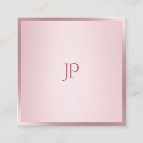Modern Monogram Simple Template Rose Gold Color Square Business Card