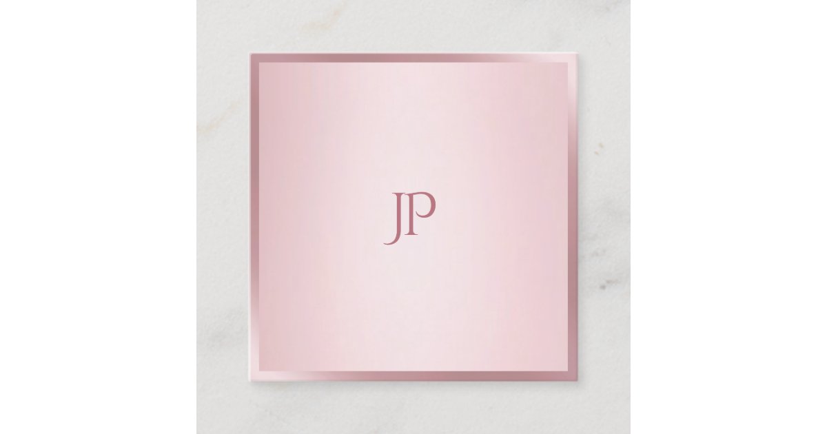 Modern Monogram Simple Template Rose Gold Color Square Business Card ...