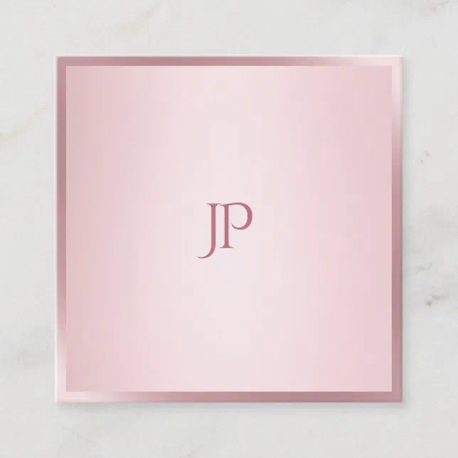 Modern Monogram Simple Template Rose Gold Color Square Business Card ...