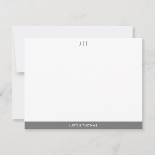 Modern Monogram Smokey Grey Personal Stationery No Note Card