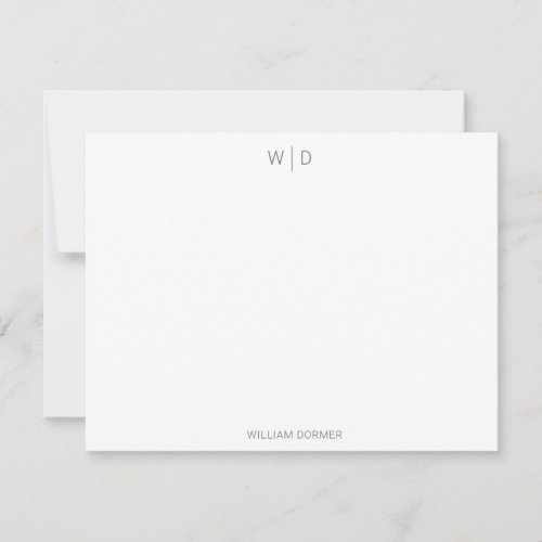 Modern Monogram Smokey Grey Personal Stationery Note Card