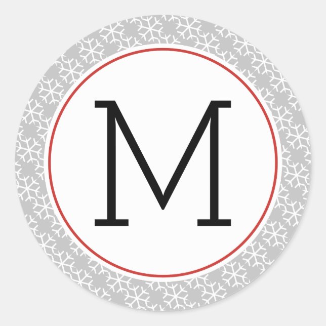 Modern monogram snowflake pattern Christmas Classic Round Sticker (Front)