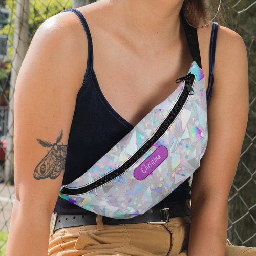 Modern Monogram Sparkly Geometric Pattern Fanny Pack