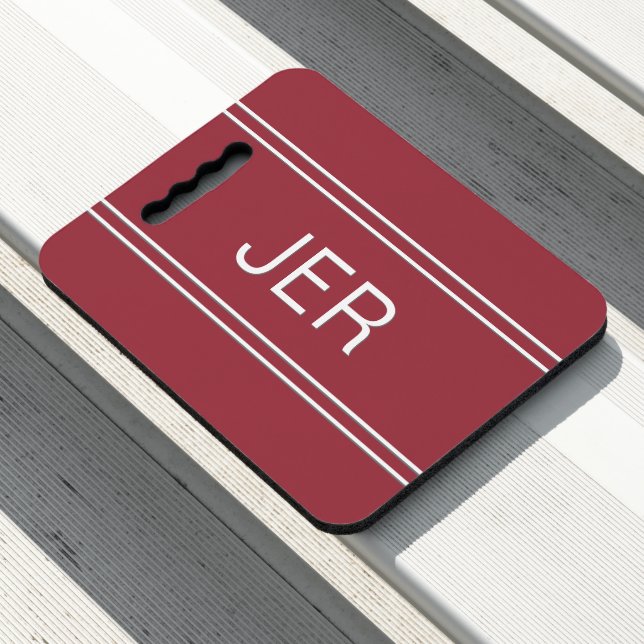 Modern Monogram Sports Trendy Red Bleacher Seat Cushion (In Situ)