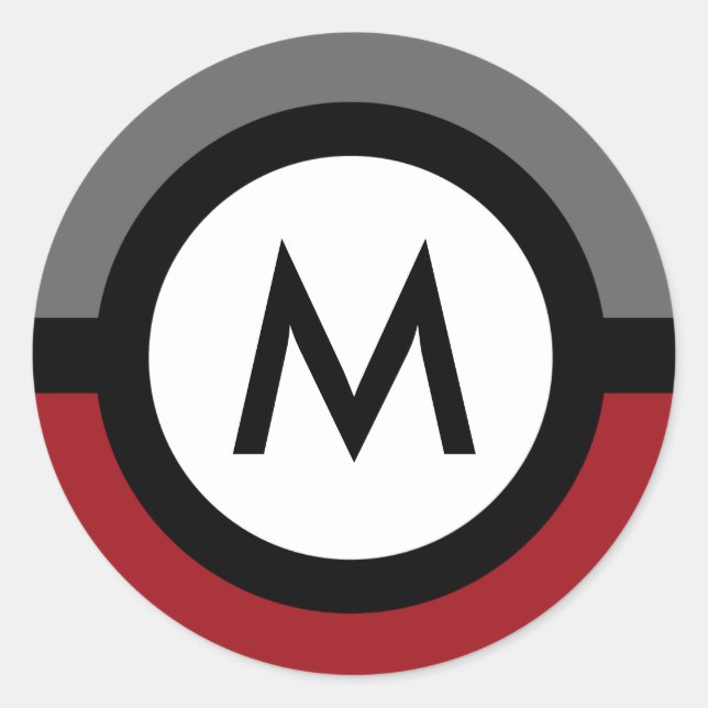 Modern Monogram Sticker - Black/Red/Gray (Front)