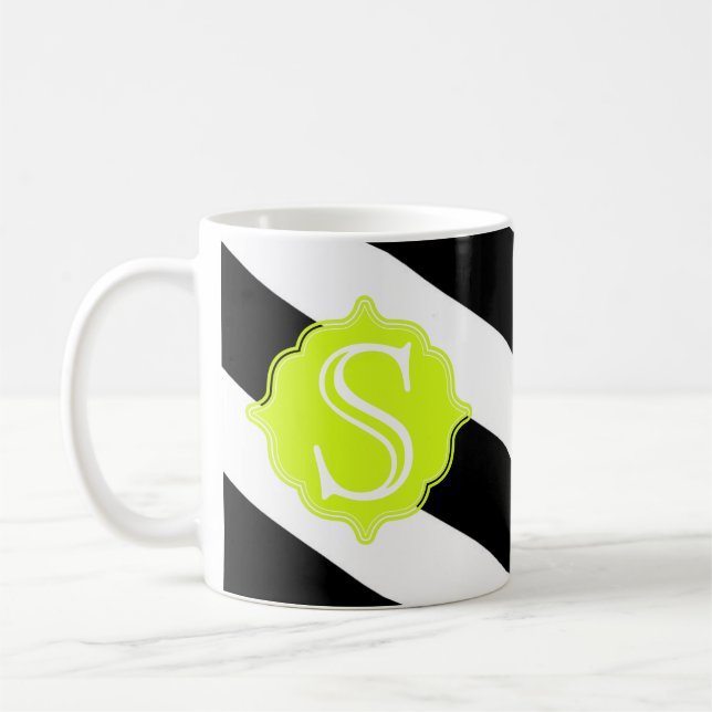 Modern Monogram Striped Coffee Mug (Left)