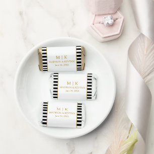 Modern Monogram Striped Gold Wedding Hershey's Miniatures