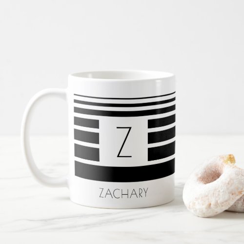 Modern Monogram Stripes Custom Name Professional Coffee Mug
