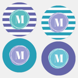 Modern Monogram Stripes Labels