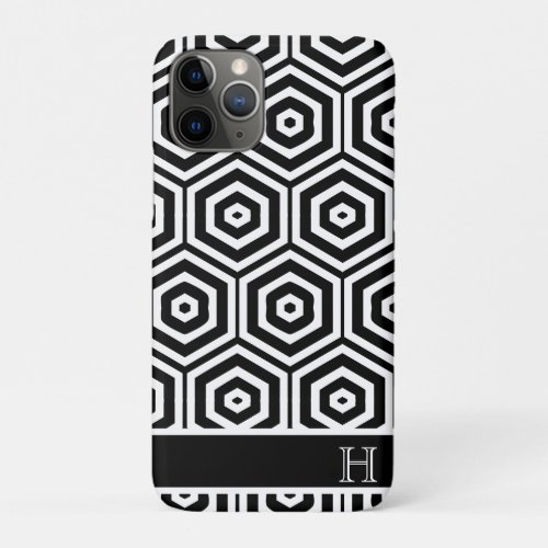 Modern Monogram stylish Black and white iPhone 11 Pro Case