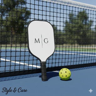 Modern Monogram Stylish Custom Classic White Pickleball Paddle