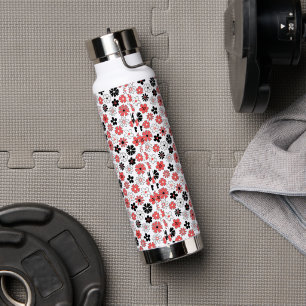 Modern Monogram Stylish Floral Water Bottle