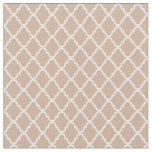 Modern Monogram Tan and White Quatrefoil Pattern Fabric