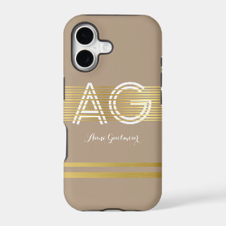 Modern Monogram Taupe iPhone 17 Case