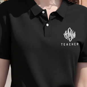 Modern Monogram Teacher Nurse Doctor Personalized Embroidered Polo Shirt