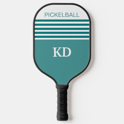 Modern Monogram Teal Colored Geometric  Pickleball Paddle