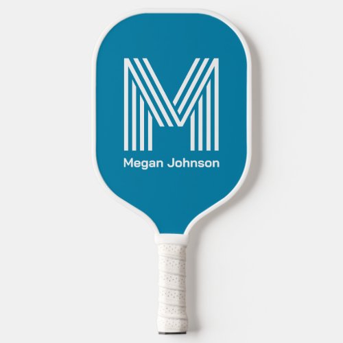 Modern Monogram Teal Pickleball Paddle