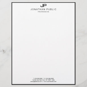 Modern Monogram Template Elegant Black White Letterhead