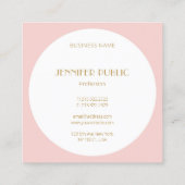 Modern Monogram Template Elegant Blush Pink Gold Square Business Card (Back)