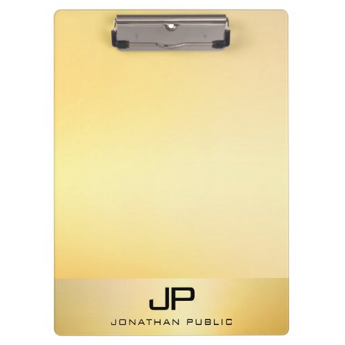 Modern Monogram Template Elegant Gold Professional Clipboard