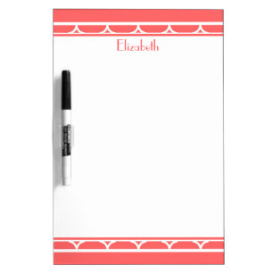 Modern Monogram Template Message Coral & White Dry Erase Board
