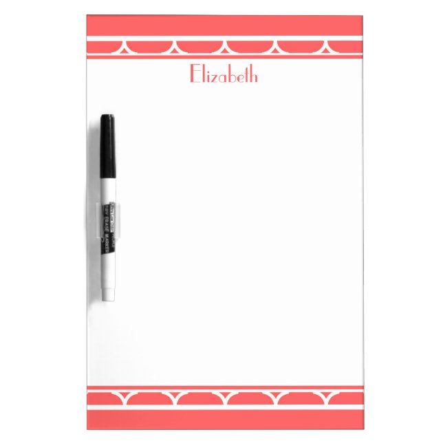 Modern Monogram Template Message Coral & White  Dry Erase Board (Front)