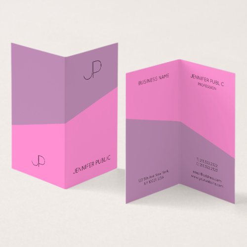 Modern Monogram Template Purple Pink Elegant Business Card