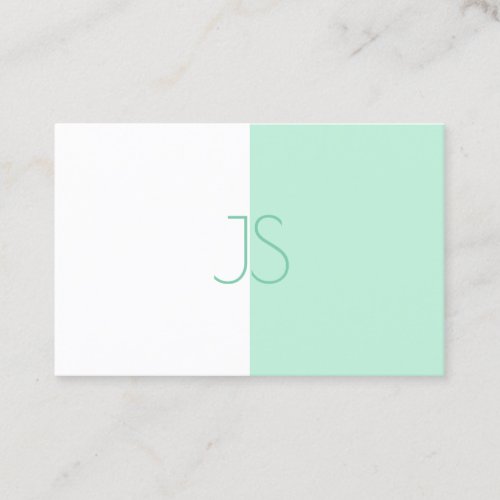 Modern Monogram Template Trendy Elegant Mint Green Business Card