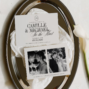 Modern Monogram Tie The Knot 2 Photo Wedding Invitation