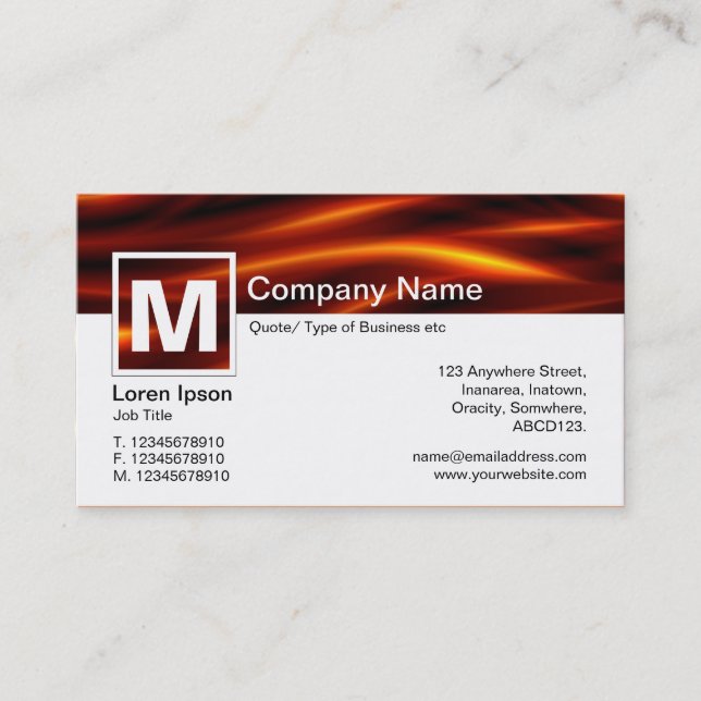 Modern Monogram - Tongues of Fire Business Card (Front)